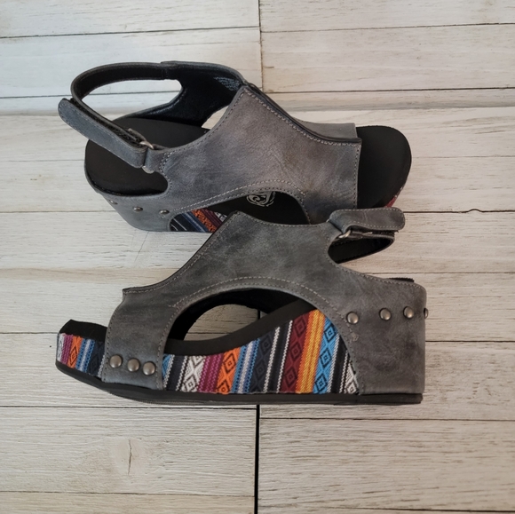 GYPSY JAZZ/VERY G- FREEDOM GREY WEDGES - Picture 2 of 5